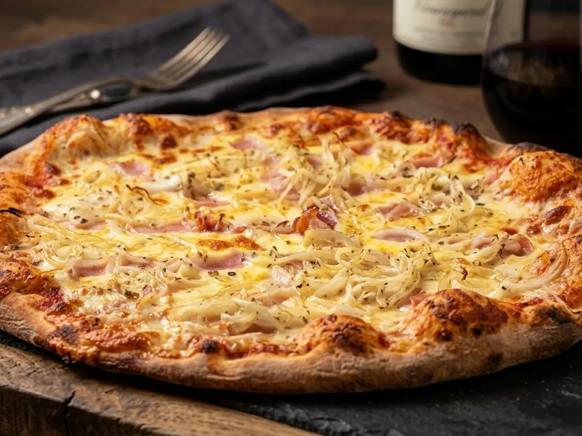 Pizza de bacon y cebolla